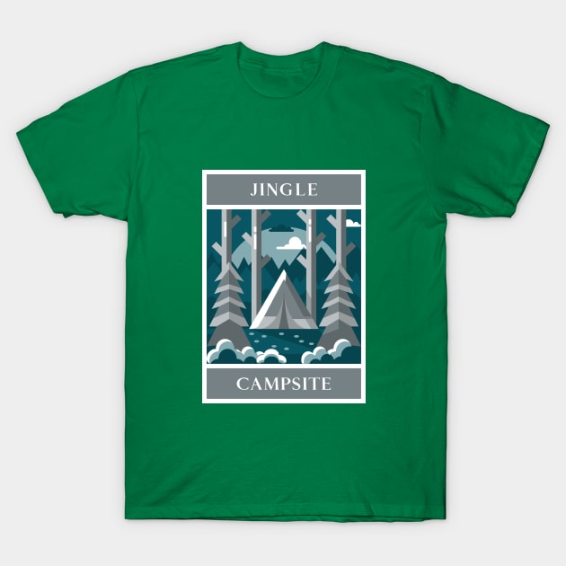 Jingle Campsite Camping Christmas Tree T-Shirt by Creative Cartoon